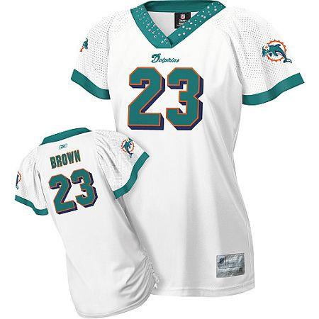 Dolphins #23 Ronnie Brown White Women's Field Flirt Stitched NFL Jersey